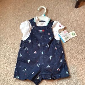 Little Me Sailboat Woven Shortall size 6months